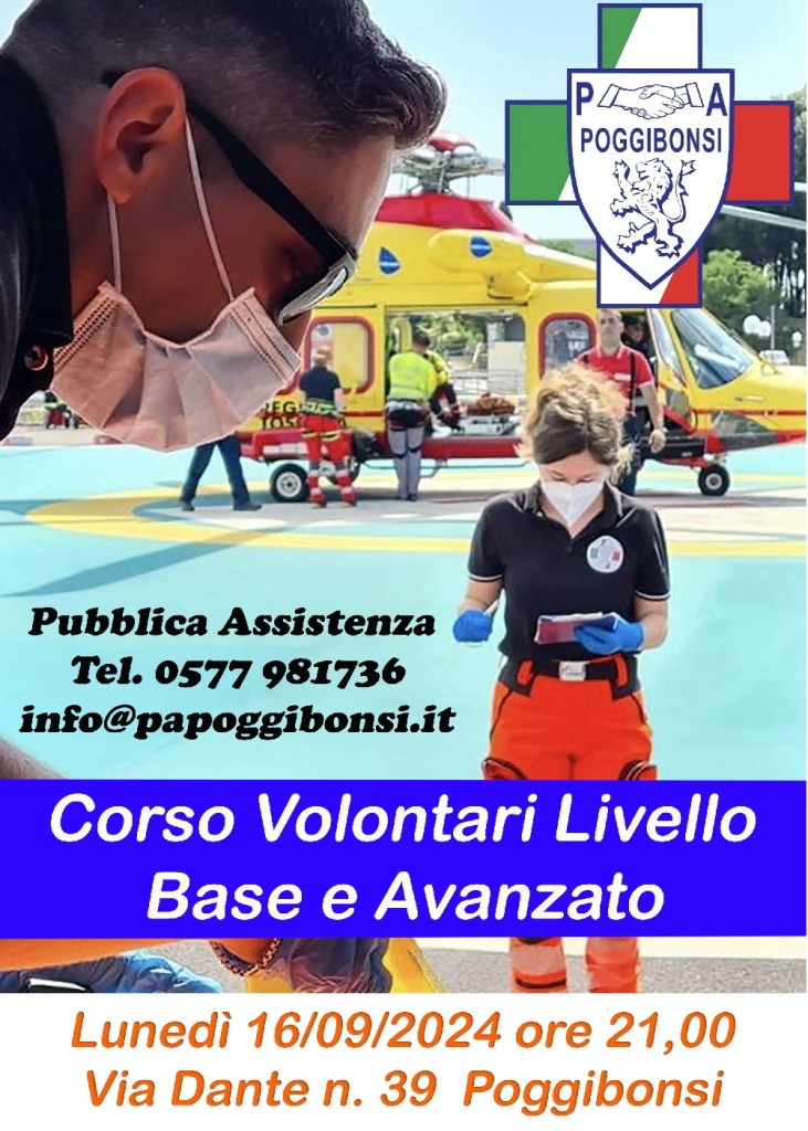 Poggibonsi, un nuovo corso per il volontariato base e avanzato alla Pubblica Assistenza