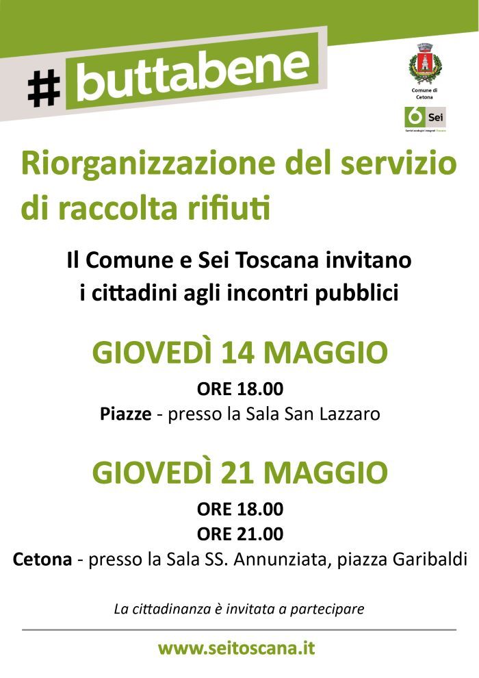 Cetona, rivoluzione rifiuti: al via il porta a porta e la raccolta differenziata del vetro
