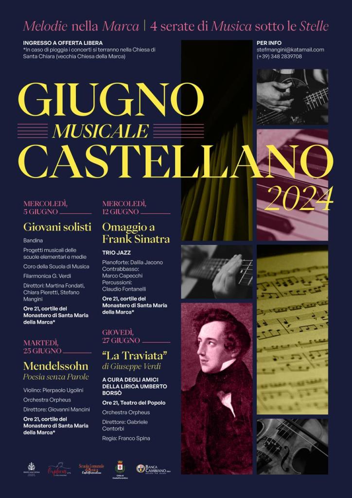 Mercoledì inizia il “Giugno Musicale Castellano”