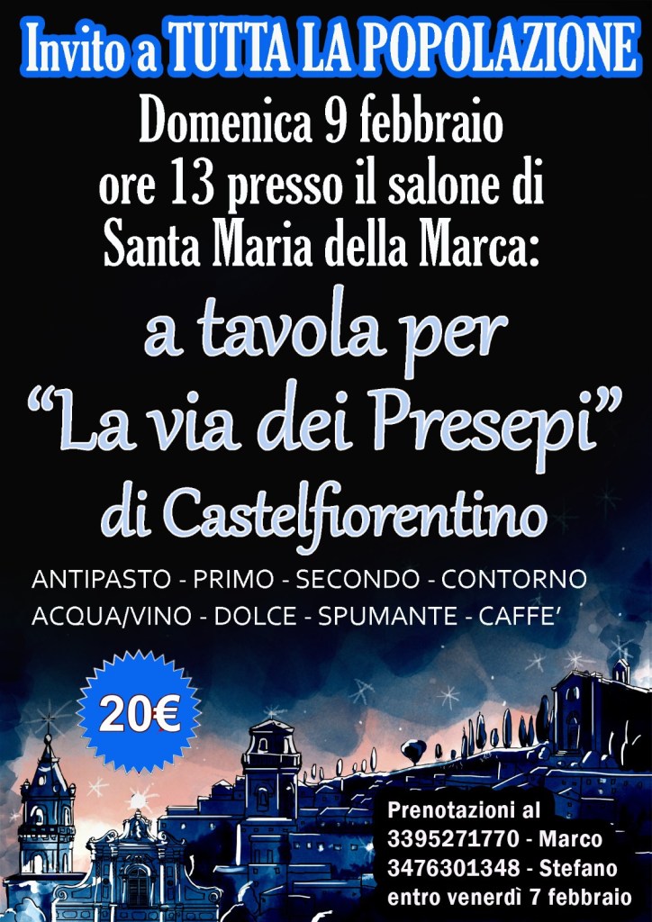 Castelfiorentino, un pranzo per sostenere “La Via dei Presepi”