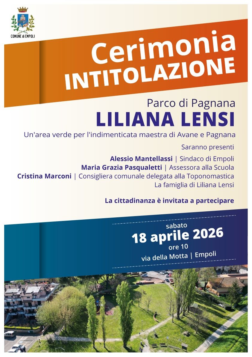 Empoli, il Parco di Pagnana intitolato a Liliana Lensi, l&rsquo;indimenticata maestra