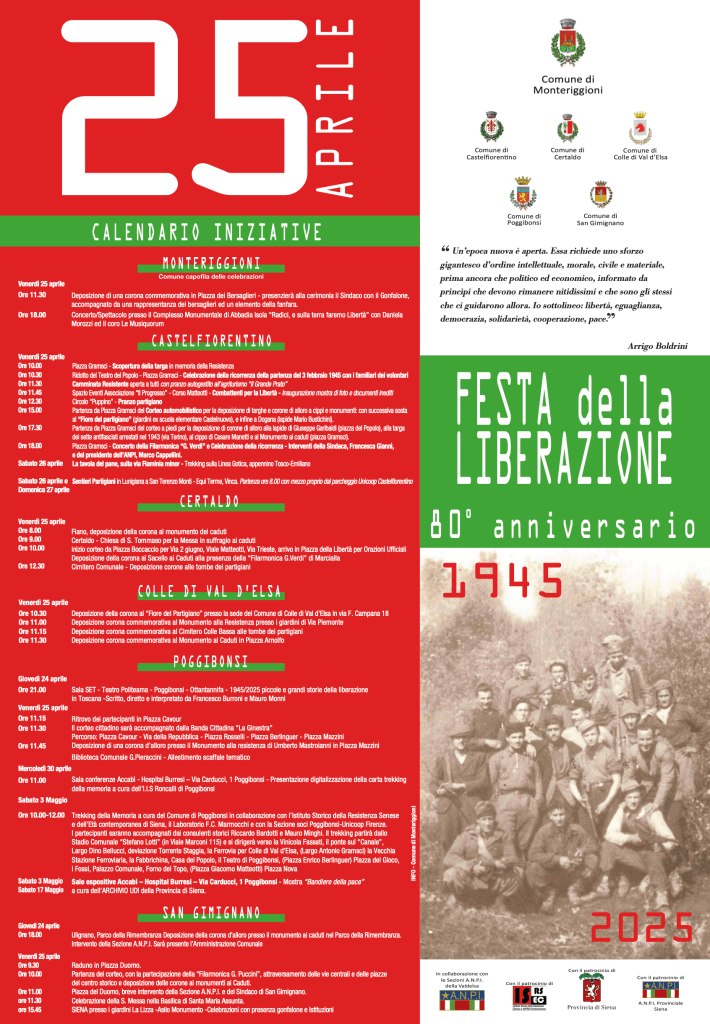 Festa della Liberazione, Monteriggioni comune capofila: ecco gli eventi