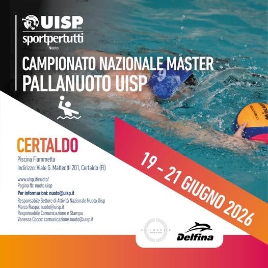 Certaldo al centro dello sport: la Piscina Fiammetta ospita il Campionato Nazionale Master Pallanuoto UISP 2026