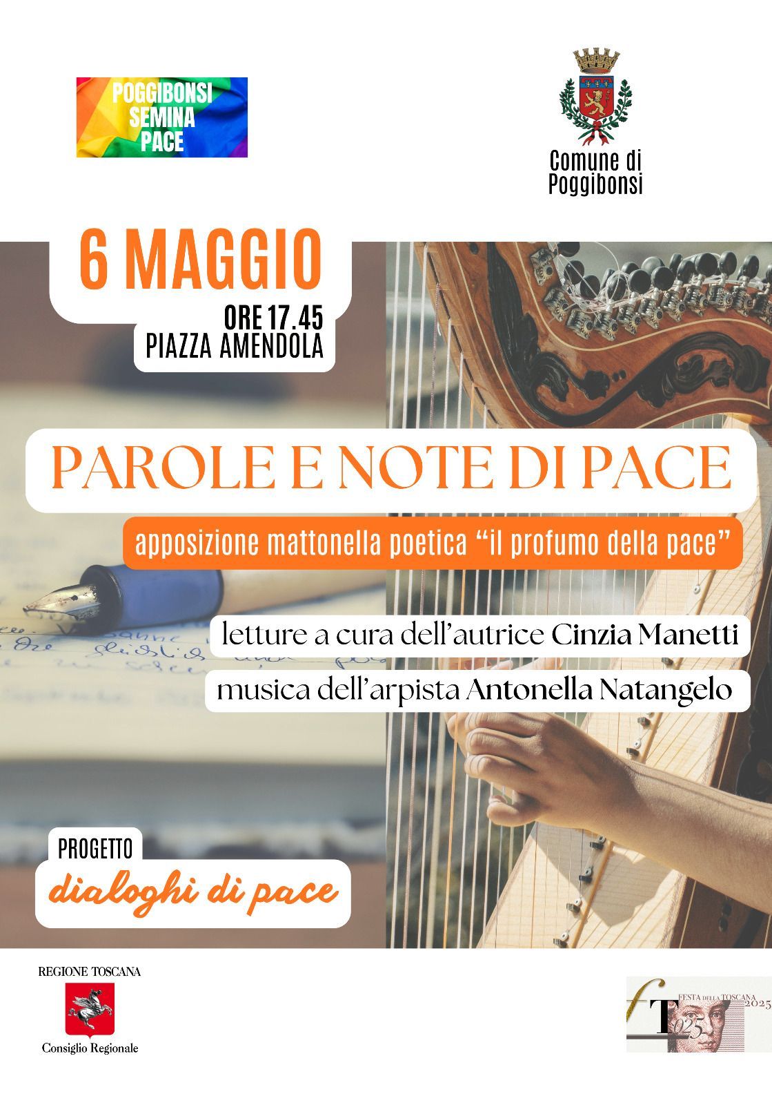 "Parole e note di pace": Poggibonsi dedica una mattonella poetica alla cultura della pace