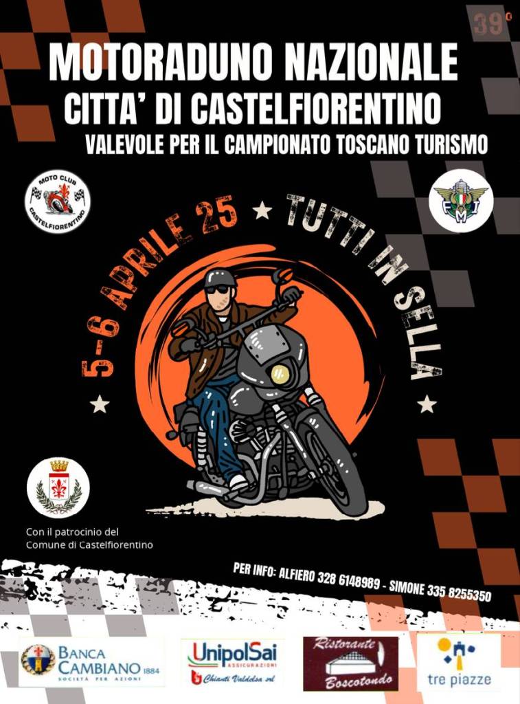 Attesi 300 Bikers per il 39° Motoraduno Nazionale “Città di Castelfiorentino”