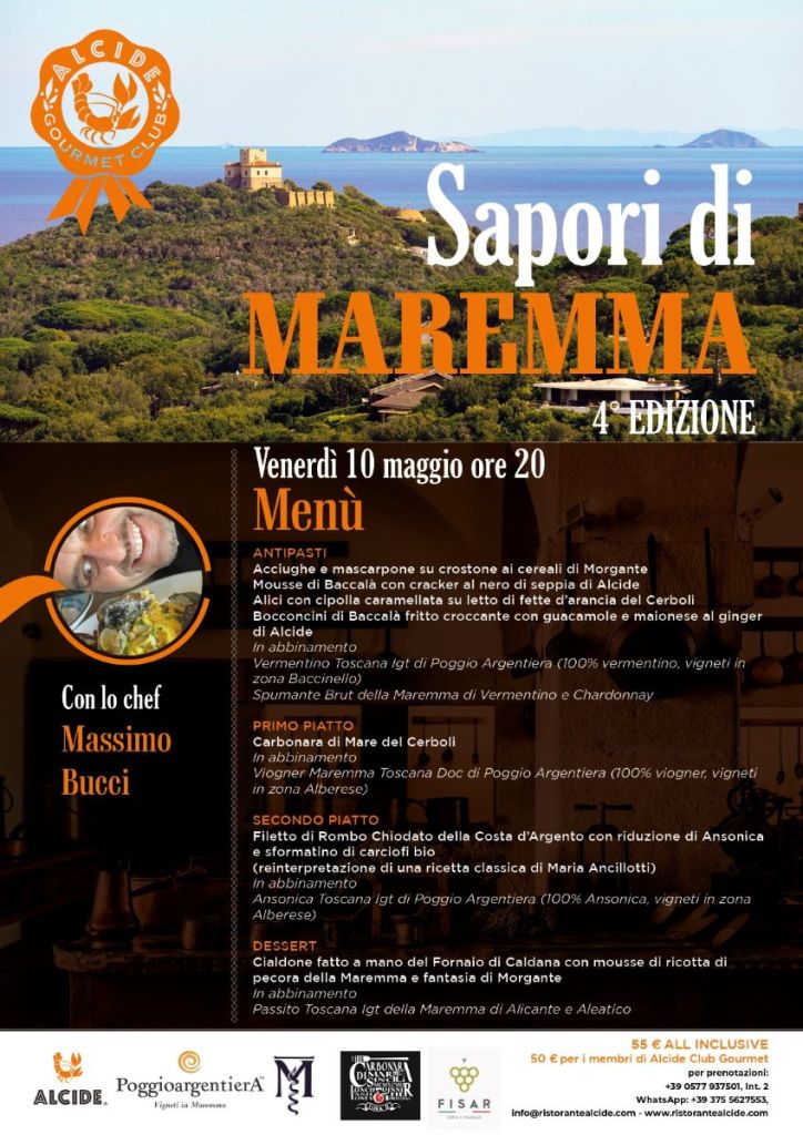 Da Alcide sapori di Maremma: cena con Massimo Bucci del bagno Cerboli di Follonica