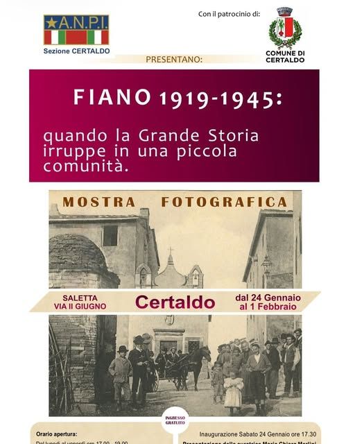 &ldquo;Dalla storia locale alla memoria collettiva: a Certaldo la mostra &lsquo;Fiano 1919-1945&rsquo; nel segno della Memoria e della Pace&rdquo;
