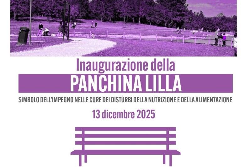 Una panchina color lilla nel parco di Serravalle per sensibilizzare la cittadinanza sui disturbi dell’alimentazione e della nutrizione