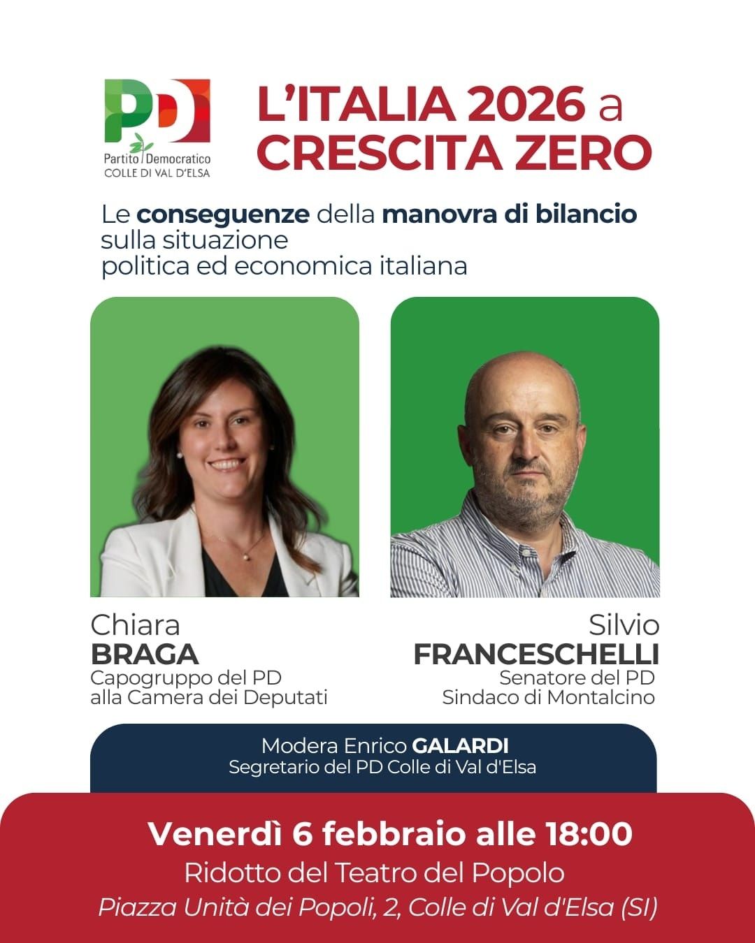 Colle, manovra di bilancio e Italia a crescita zero:  Galardi ne parla con Braga e Franceschelli