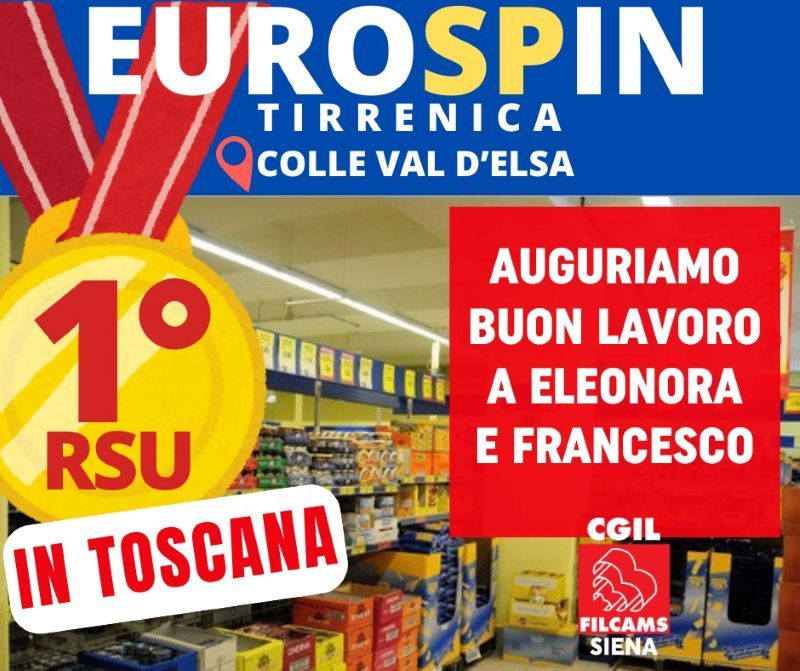 Eurospin Tirrenica: eletta a Colle Val d’Elsa la prima Rsu regionale. Filcams Cgil unico sindacato