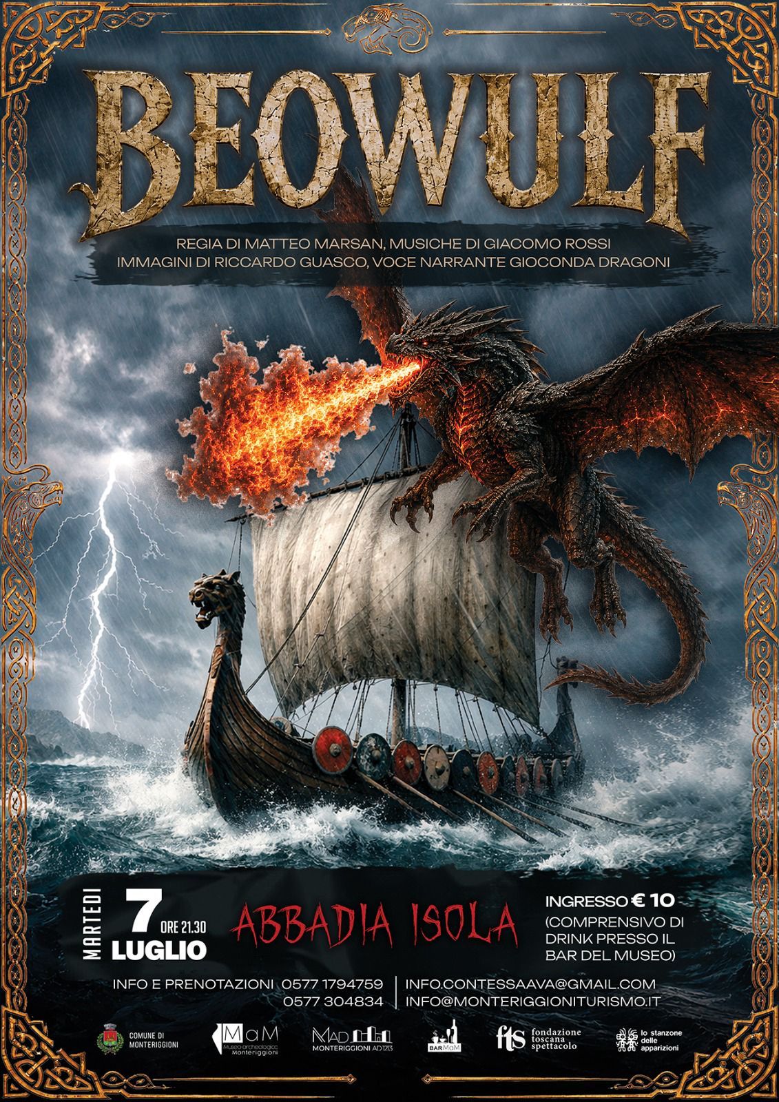 Beowulf ad Abbadia Isola: musica, immagini e archeologia per i Marted&igrave; di Monteriggioni Estate 2026