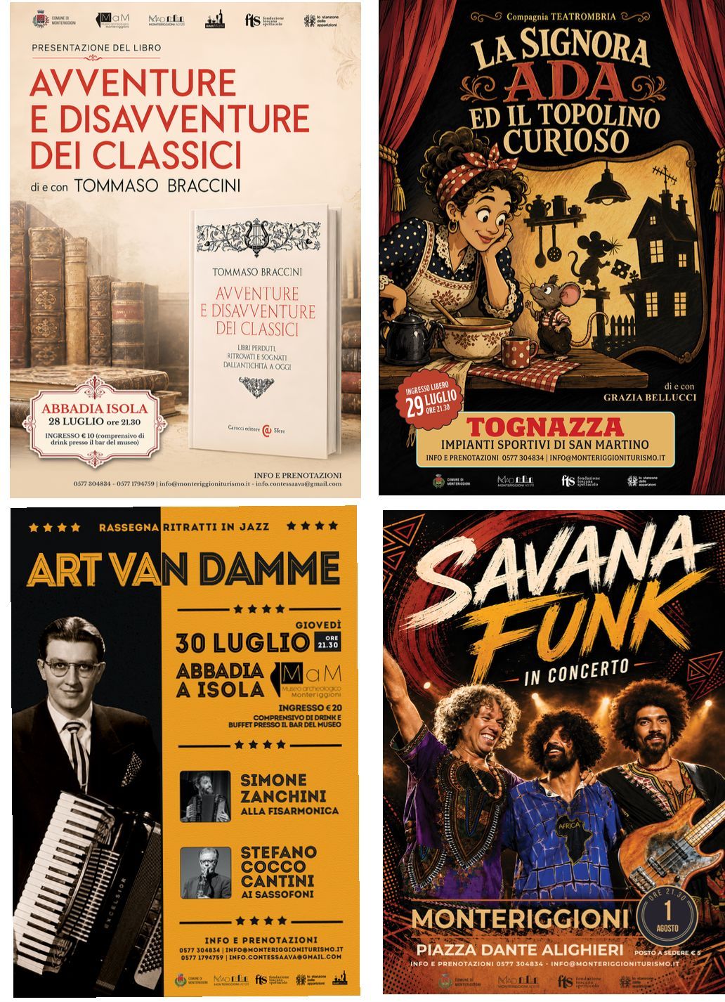 L&rsquo;estate di Monteriggioni continua. 28 luglio-1 agosto: libri, jazz, teatro e grandi energie funk