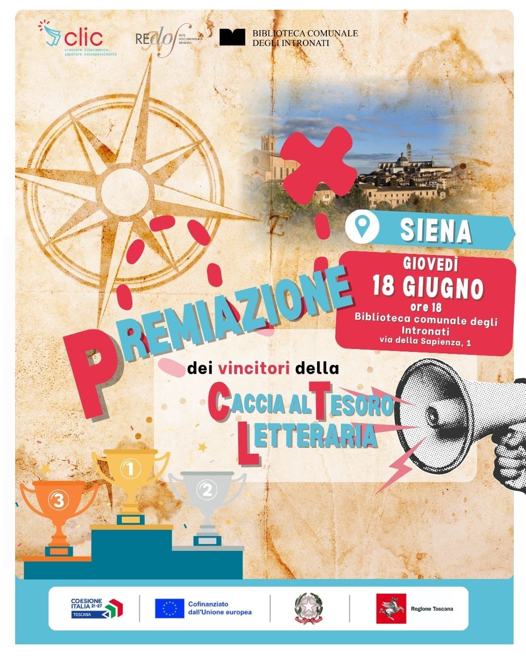 Caccia al tesoro letteraria, gioved&igrave; 18 giugno la premiazione alla Biblioteca comunale degli Intronati