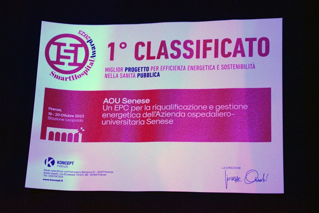 L’Aou Senese ha vinto il primo premio dello Smart Hospital Award