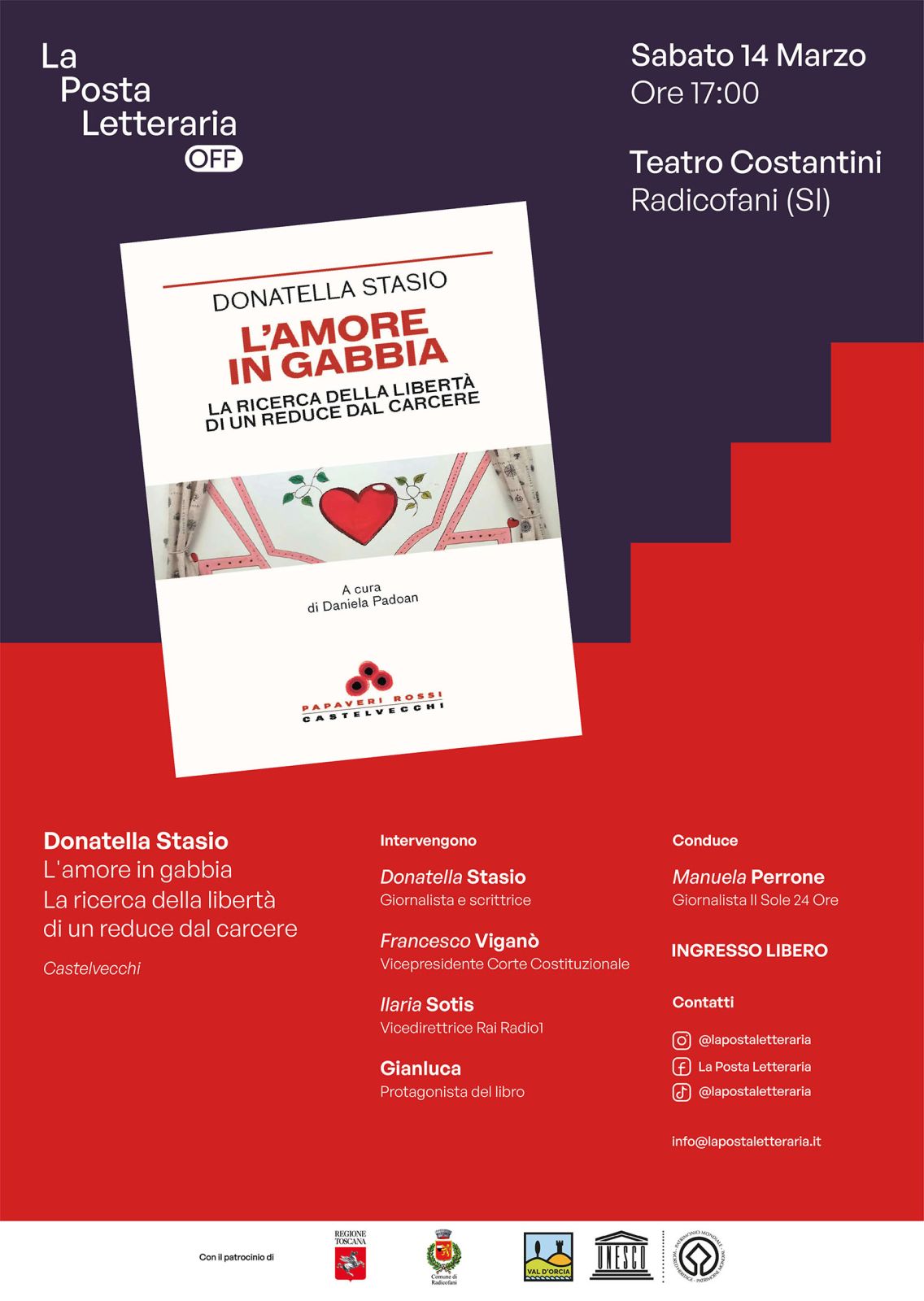 Carcere e affettivit&agrave;: Donatella Stasio e Francesco Vigan&ograve; a Radicofani