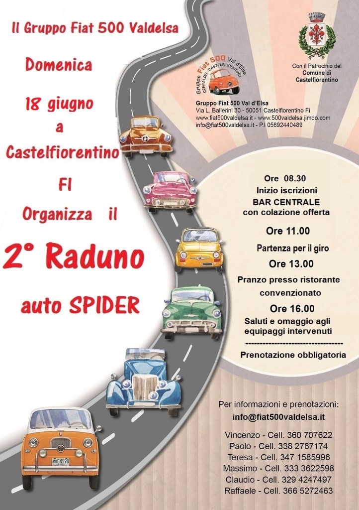 Raduno di “spider” a Castelfiorentino Domenica 18 giugno