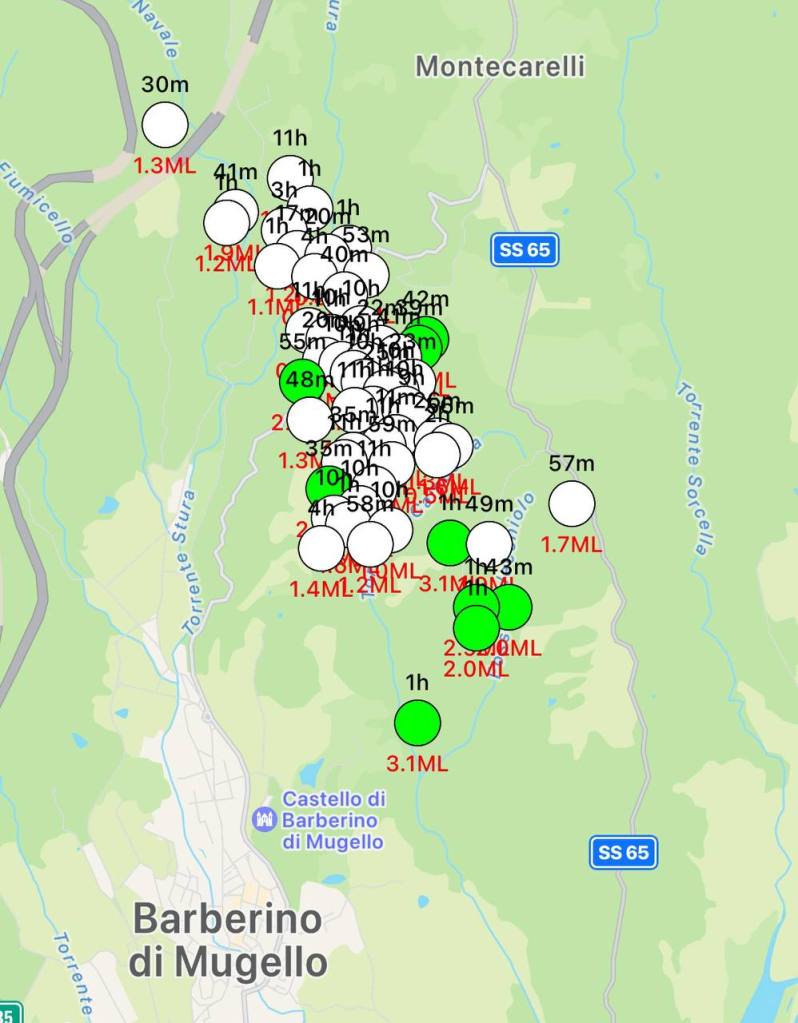 Oltre 118 scosse di terremoto nel Mugello, la più forte di magnitudo 3,1