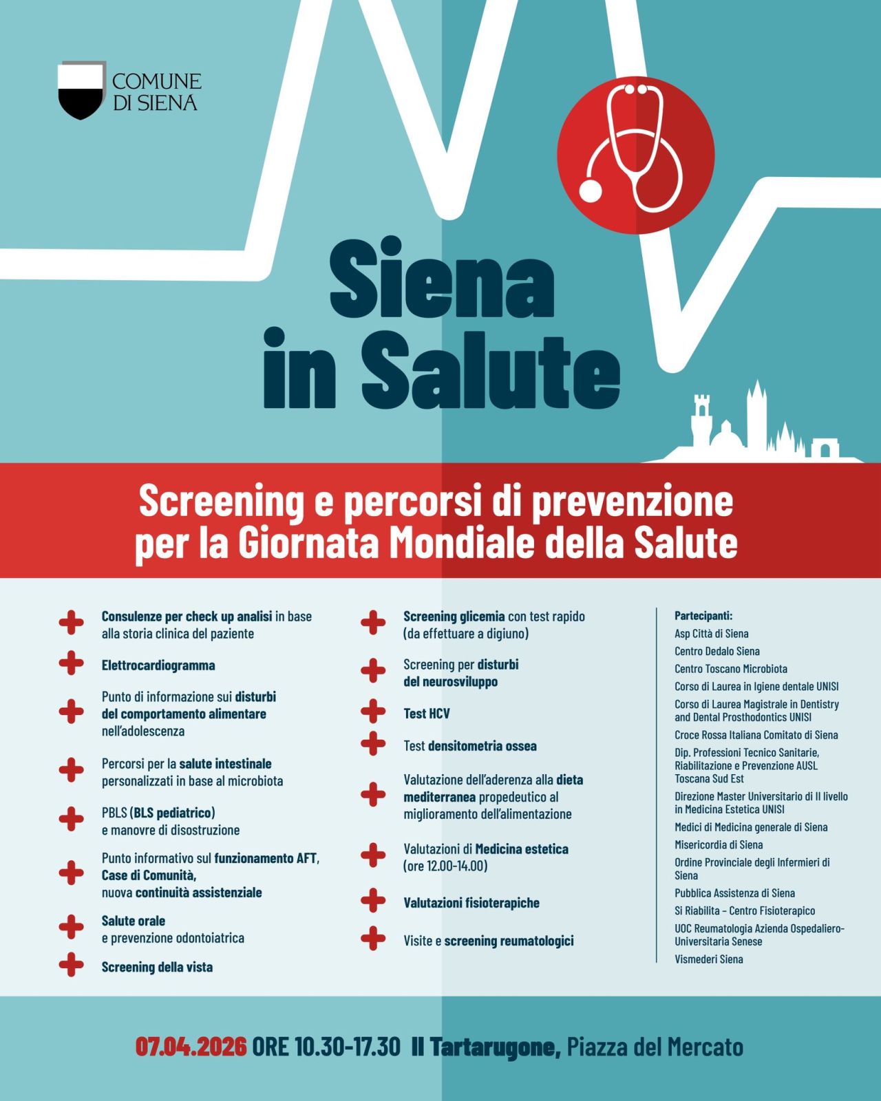 &ldquo;Siena in Salute&rdquo;, screening gratuiti  per la Giornata Mondiale della Salute 2026