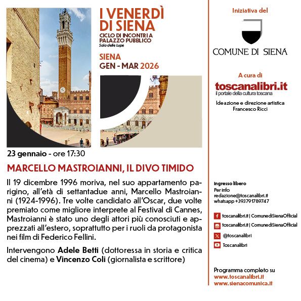 Il divo timido, nuovo appuntamento con I Venerd&igrave; di Siena. Adele Betti e Vincenzo Coli raccontano Marcello Mastroianni 