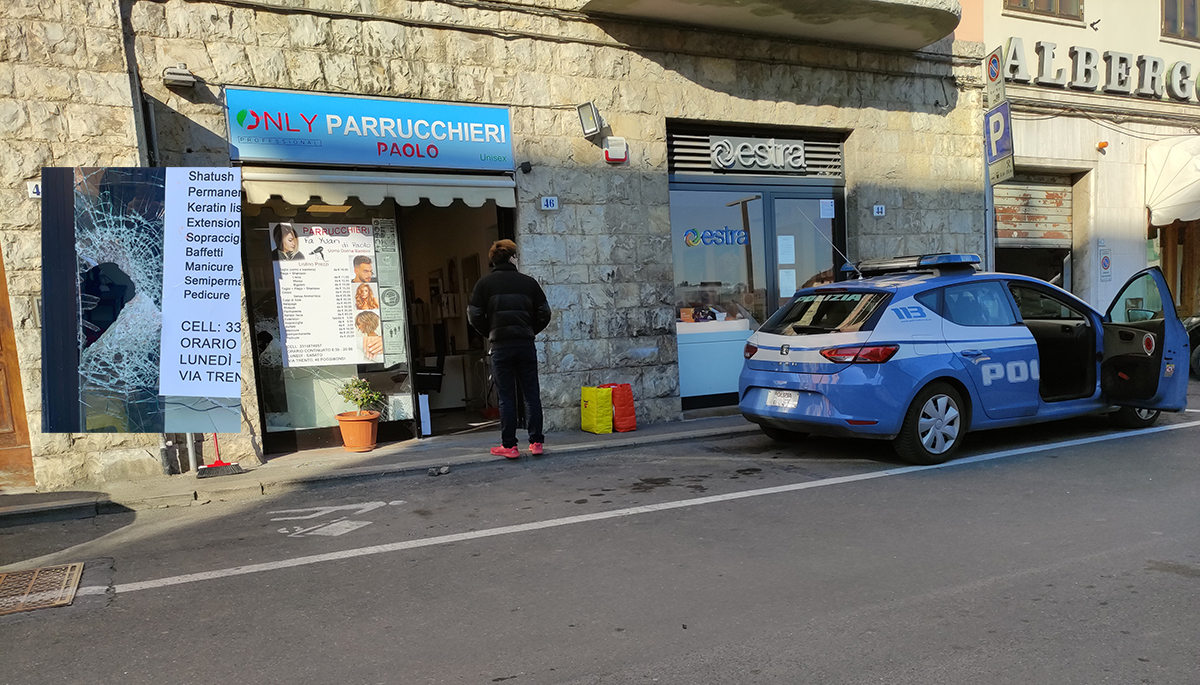 Spaccata dal parrucchiere, ladro si ferisce e scappa