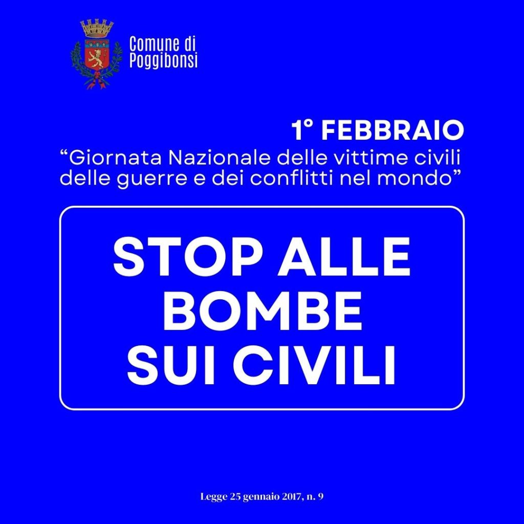 Poggibonsi, “Stop alle bombe sui civili”, il Comune aderisce alla Giornata nazionale