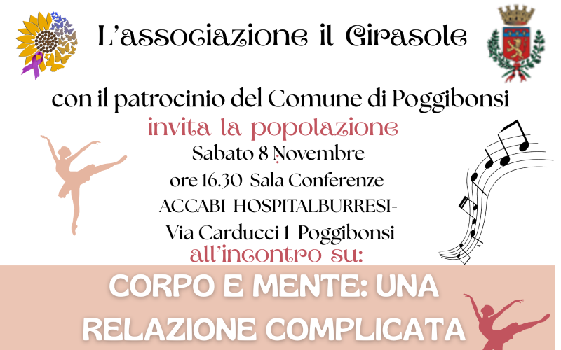 Poggibonsi: 'Corpo e Mente', sabato 8 novembre l' Associazione Il Girasole parla di DCA e Autostima