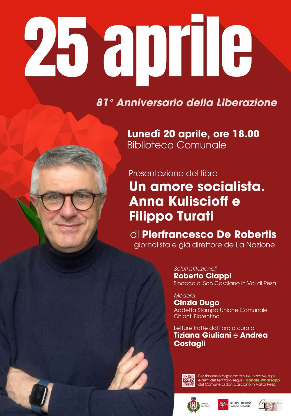 Pierfrancesco De Robertis a San Casciano con il suo primo romanzo sulla storia d&rsquo;amore tra Anna Kuliscioff e Filippo Turati