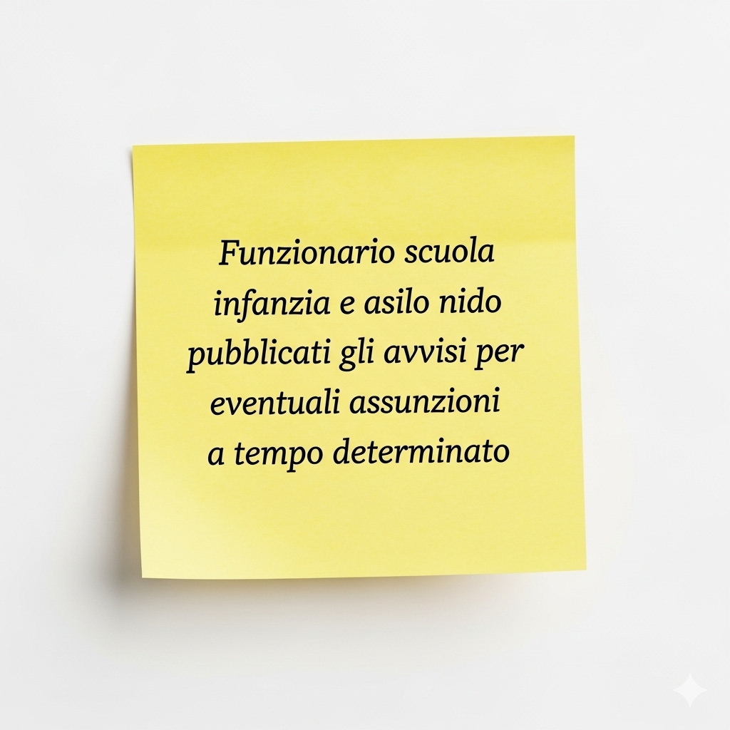 Funzionario scuola infanzia e asilo nido:  pubblicati gli avvisi per eventuali assunzioni a tempo determinato