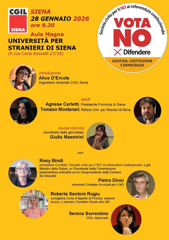Referendum Giustizia, il 28 gennaio a Siena iniziativa per il No con Bindi, Montanari, Sorrentino