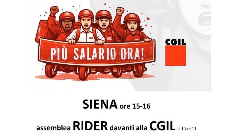 Siena, i rider di Glovo e Deliveroo incrociano le braccia: assemblea CGIL il 14 marzo