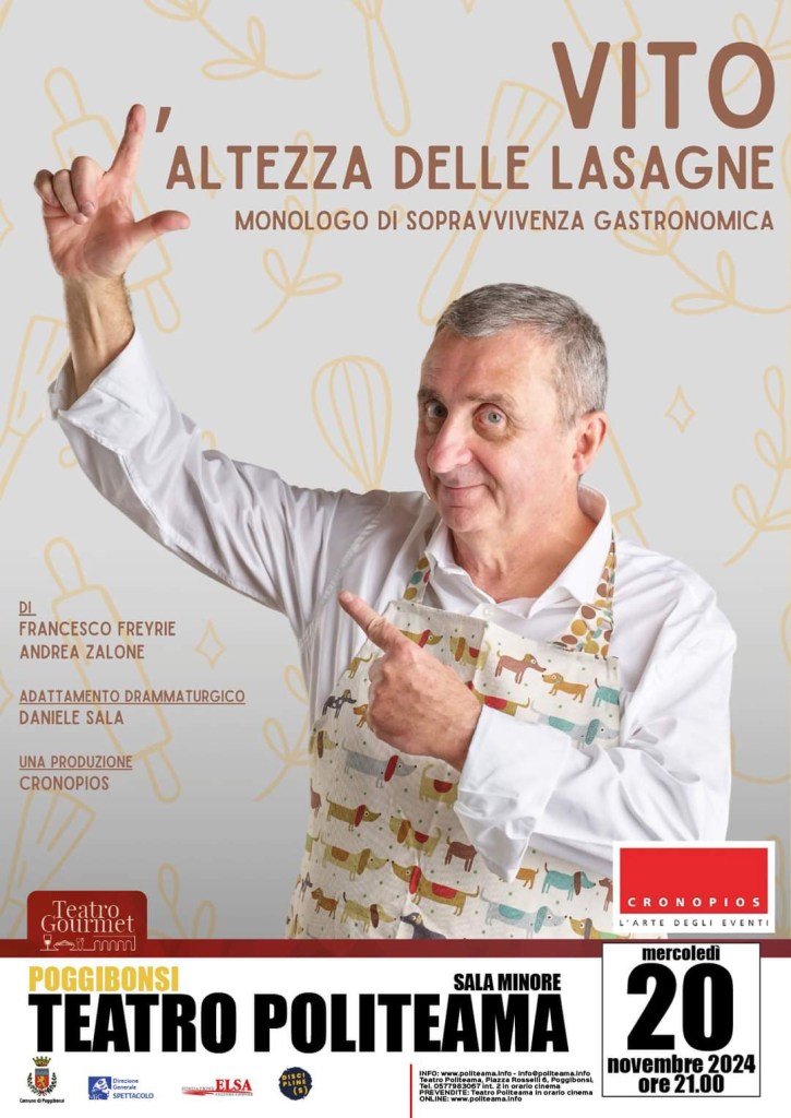 Vito presenta “L’altezza delle lasagne”: monologo di sopravvivenza gastronomica
