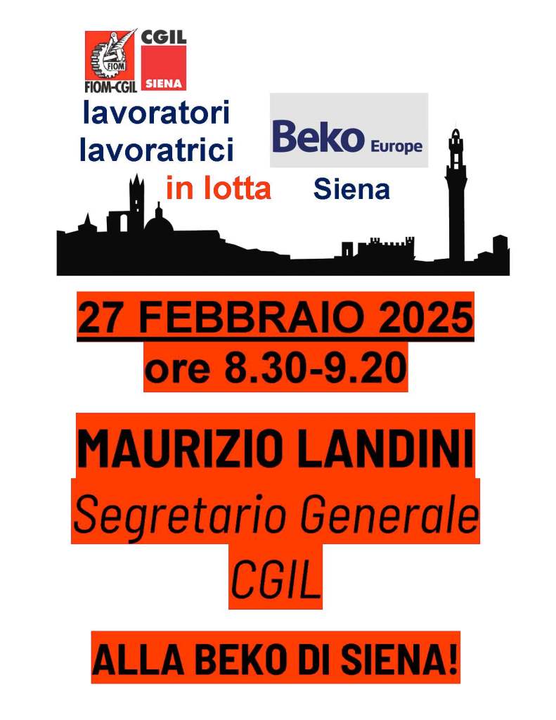 Maurizio Landini a Siena: il 27 febbraio Assemblea delle Assemblee CGIL all’UNISTRASI
