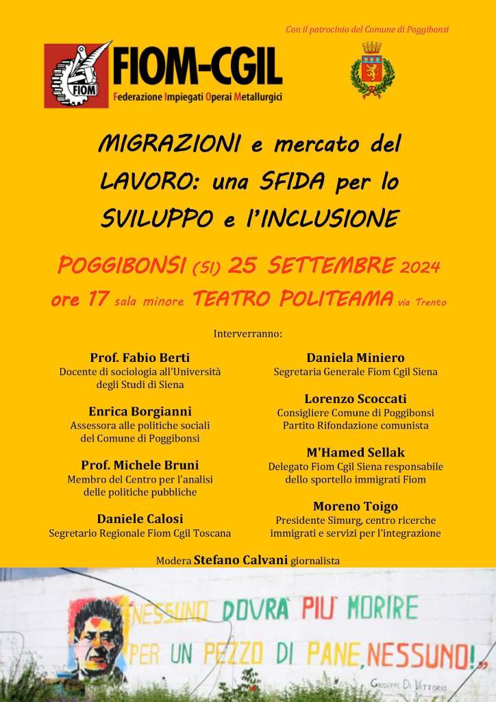 FIOM-CGIL, migrazioni e inclusione: incontro a Poggibonsi