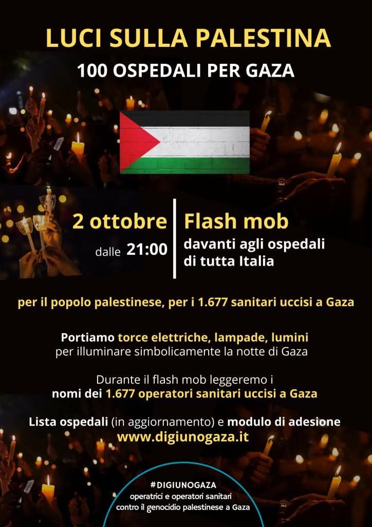 Luci sulla Palestina: sanità in mobilitazione. Flash mob nazionale il 2 Ottobre, Campostaggia aderisce