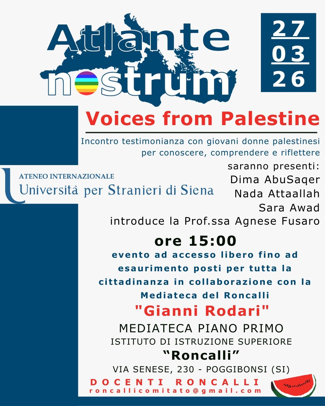 &ldquo;Voices from Palestine&rdquo; al Roncalli di Poggibonsi: l'Istituto apre al dialogo e al confronto